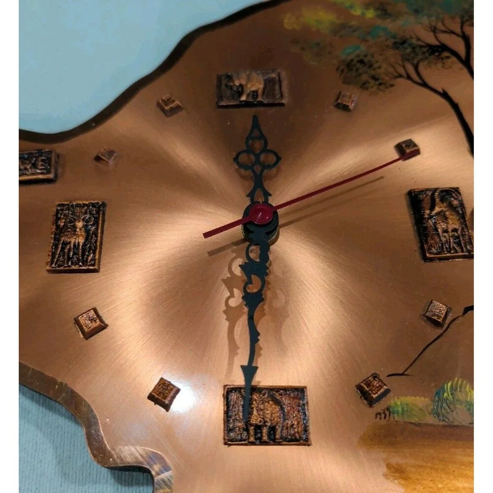 Gastone Zimbabwe Copper Brass Colored Wall Clock - Battery Powered